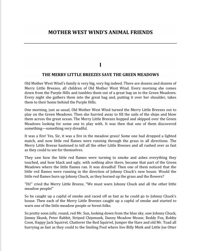 Mother West Winds Animal Friends by Thornton W. Burgess FN Library Online