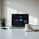 Laptop displaying an e-commerce analytics dashboard with clear charts and KPI graphs