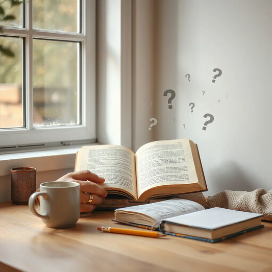 Person reading a storybook at a desk with warm light, suggesting narrative learning and better recall.