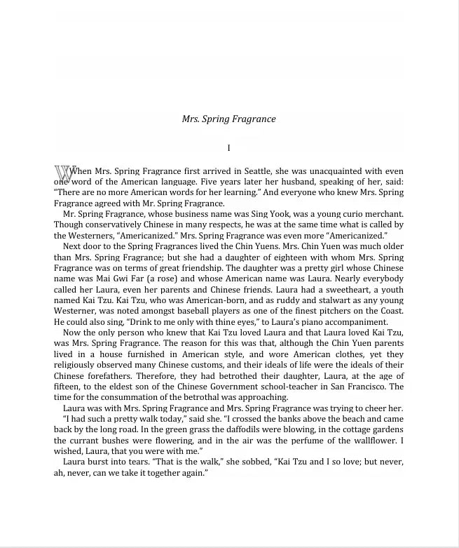 Mrs. Spring Fragrance by Sui Sin Far FN Library Online